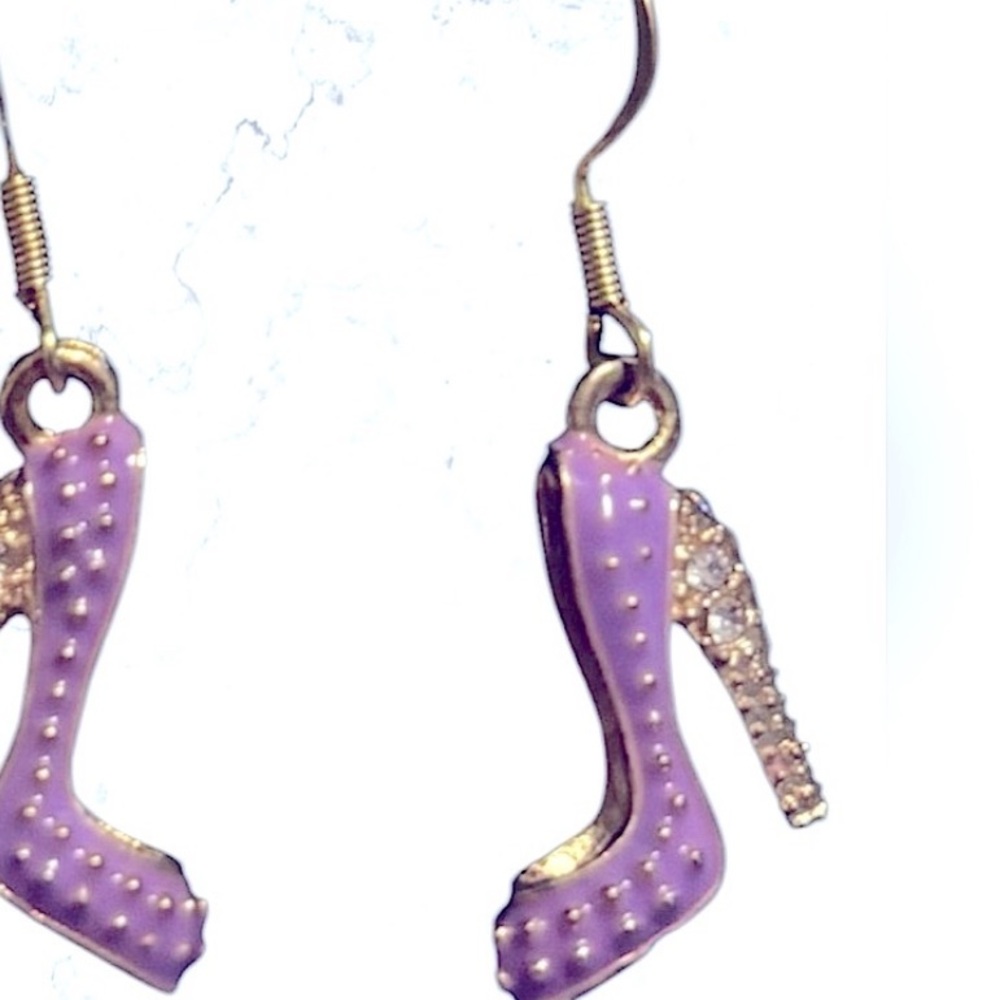 Crystal Rhinestone High Heel dangle Earrings Platform Stiletto 1.5” White - Picture 10 of 13